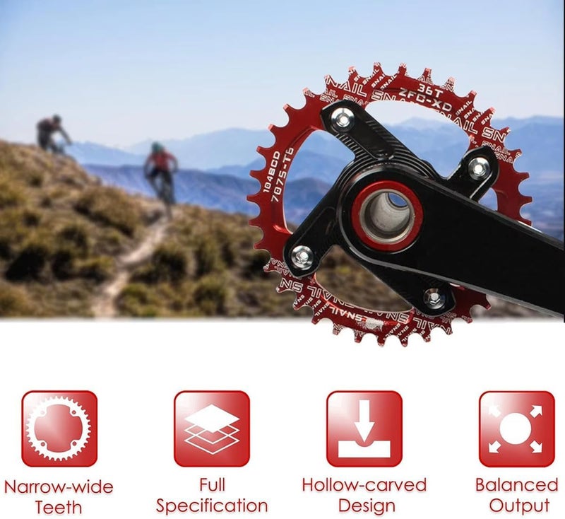 FOMTOR 104 BCD Chainring (30-52T) 7-12 Speed Compatible CNC 7075 Aluminum Narrow Wide Tooth Round Oval Chainrings for MTB/Road Bike Ebike Chainwheel Black/Red - Image 5